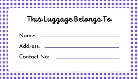 non removable luggage name tag.